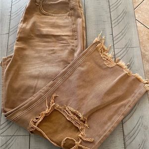 Brown Crop Flare Denim Vervet